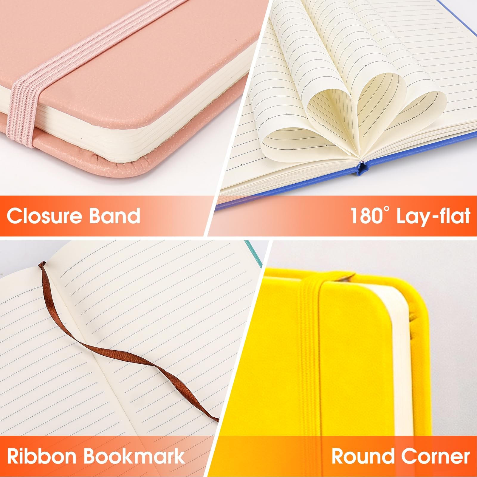 BGUP 12 Pack Lined Journal Notebook for Work, 200 Pages, Medium 5.5 in C-12P