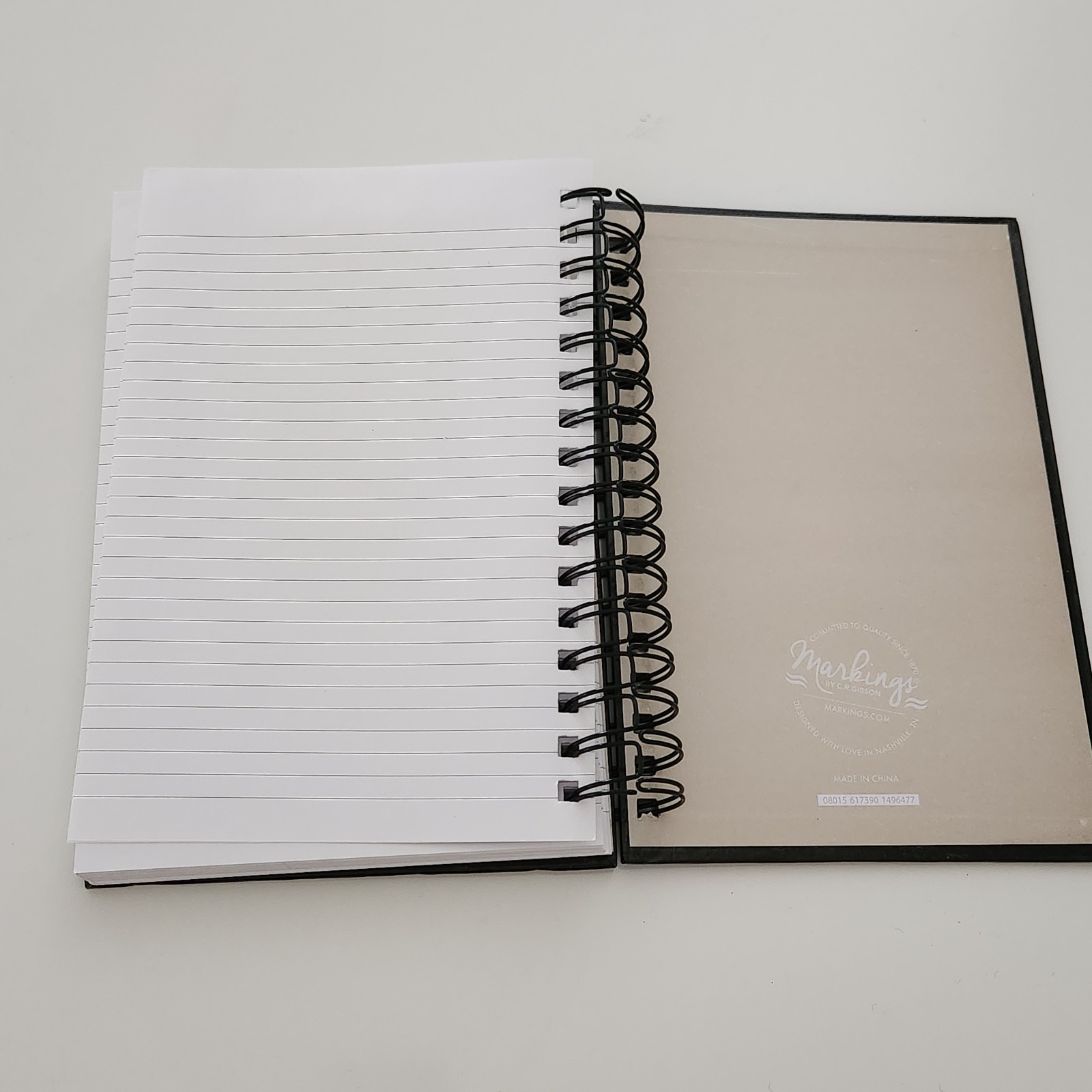 Markings Plain Spiral Notebook Hardcover Black Lined CR Gibson 6×8.5 Journal (X)