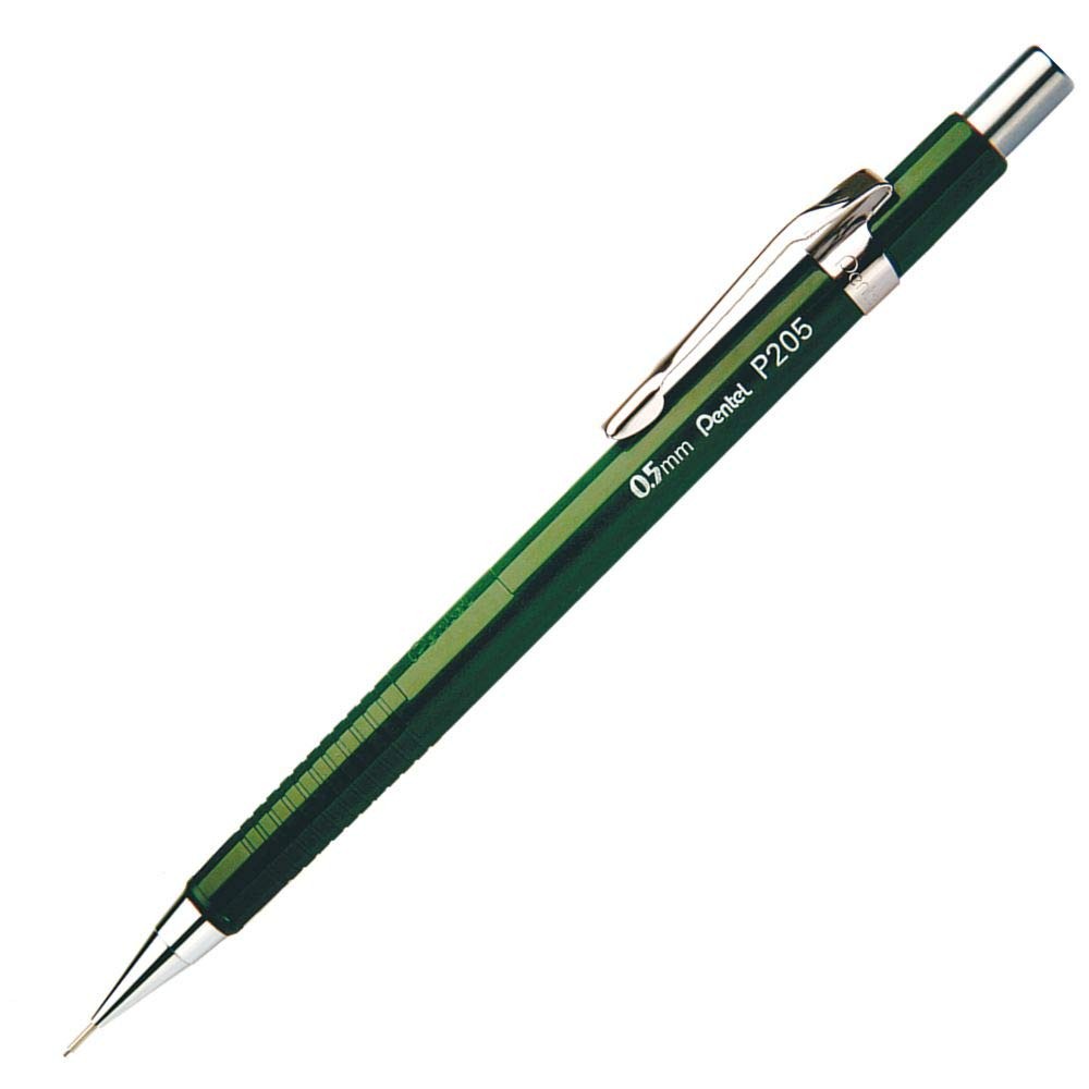 Pentel P205-D 0.5 mm HB Pencil Case, Green green 1 Count (Pack of 1)