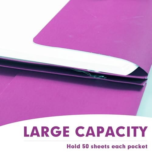 Two Pocket Folders, 75 Pack Two Pocket Folders with Prongs, 3 Rose Purple