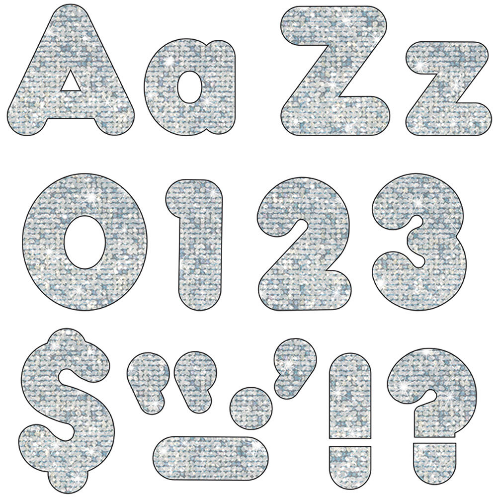 Silver Sparkle 4″ Casual Combo Ready Letters Trend Enterprises Inc. T-79943