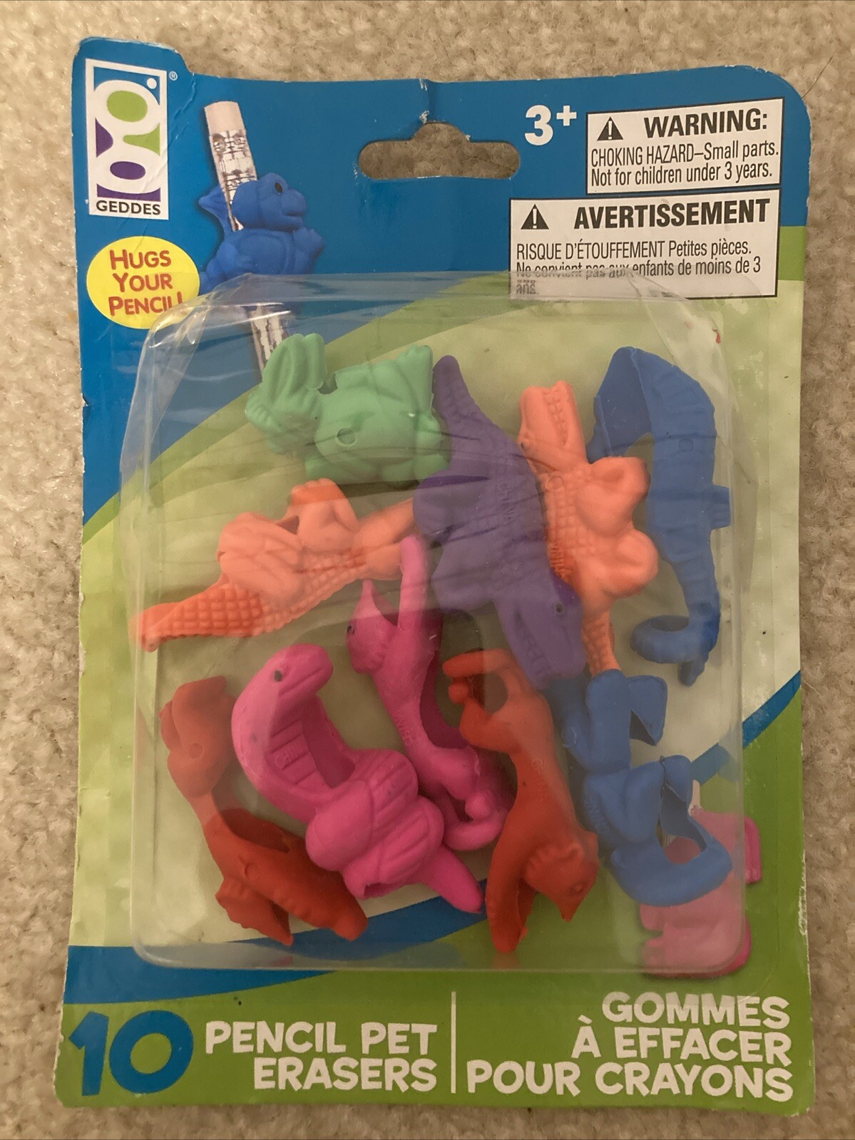 10 Pack Of Pencil Pet Erasers – They Hug Your Pencil – Animal Grip Geddes school