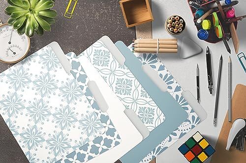 Decorative File Folders, 18 Pack, 9 Soft Floral Designs + 9 Matching Solid