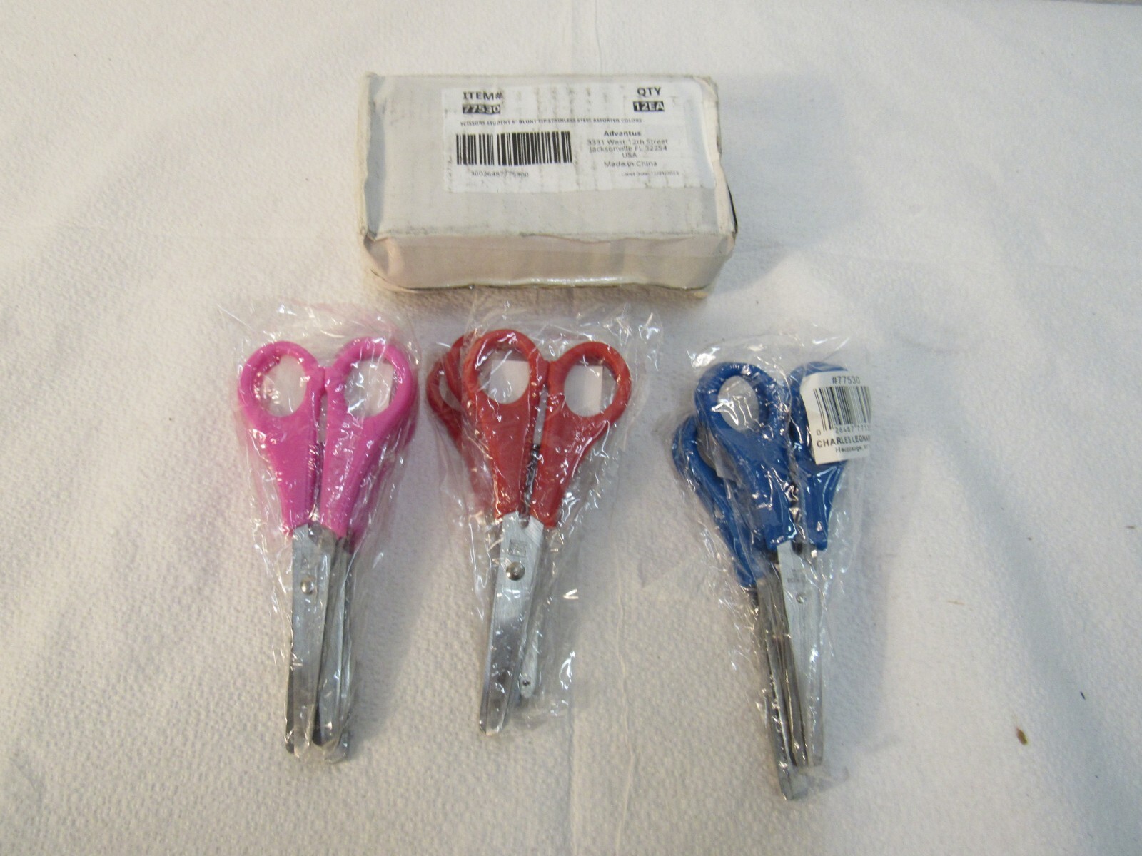 Charles Leonard 5″ Blunt tip Stainless Steel Scissors 12 Pack Assorted Colors