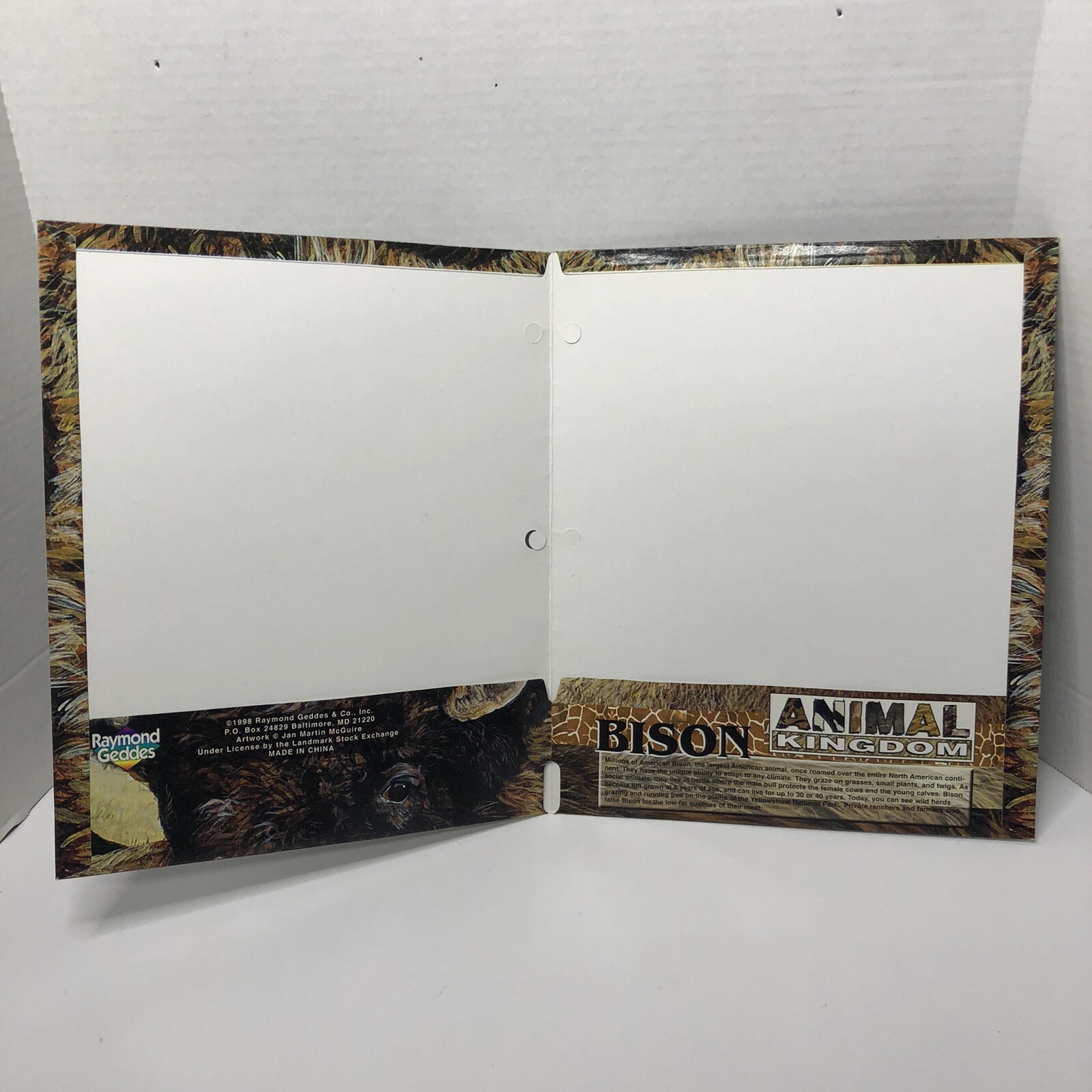Vintage 1998 Raymond Geddes Animal Kingdom Lot of 3 Animal Print 3 Hole Folders