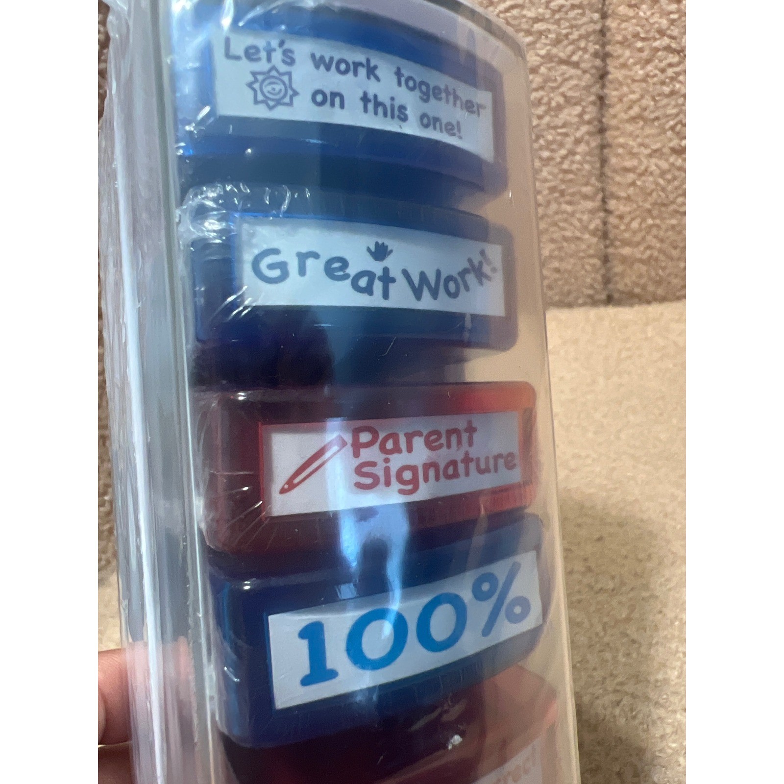 NEW Self Inking Teacher Stamp Set Stacking Grading Motivation Stamps 8pcs.