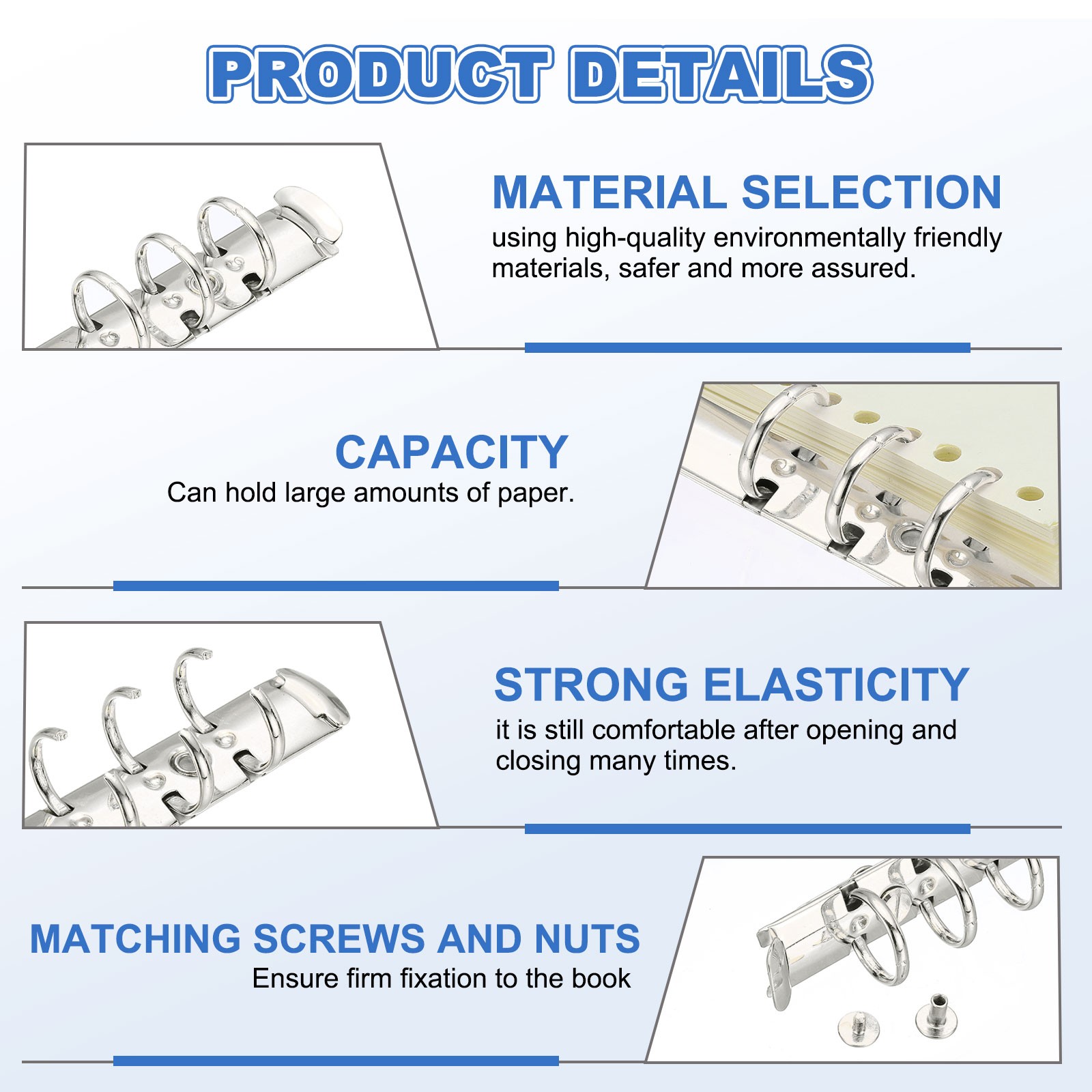 2 Set 0.8″ D Ring A4 3 Hole Ring Binder Mechanisms with Switches 25mm Silver