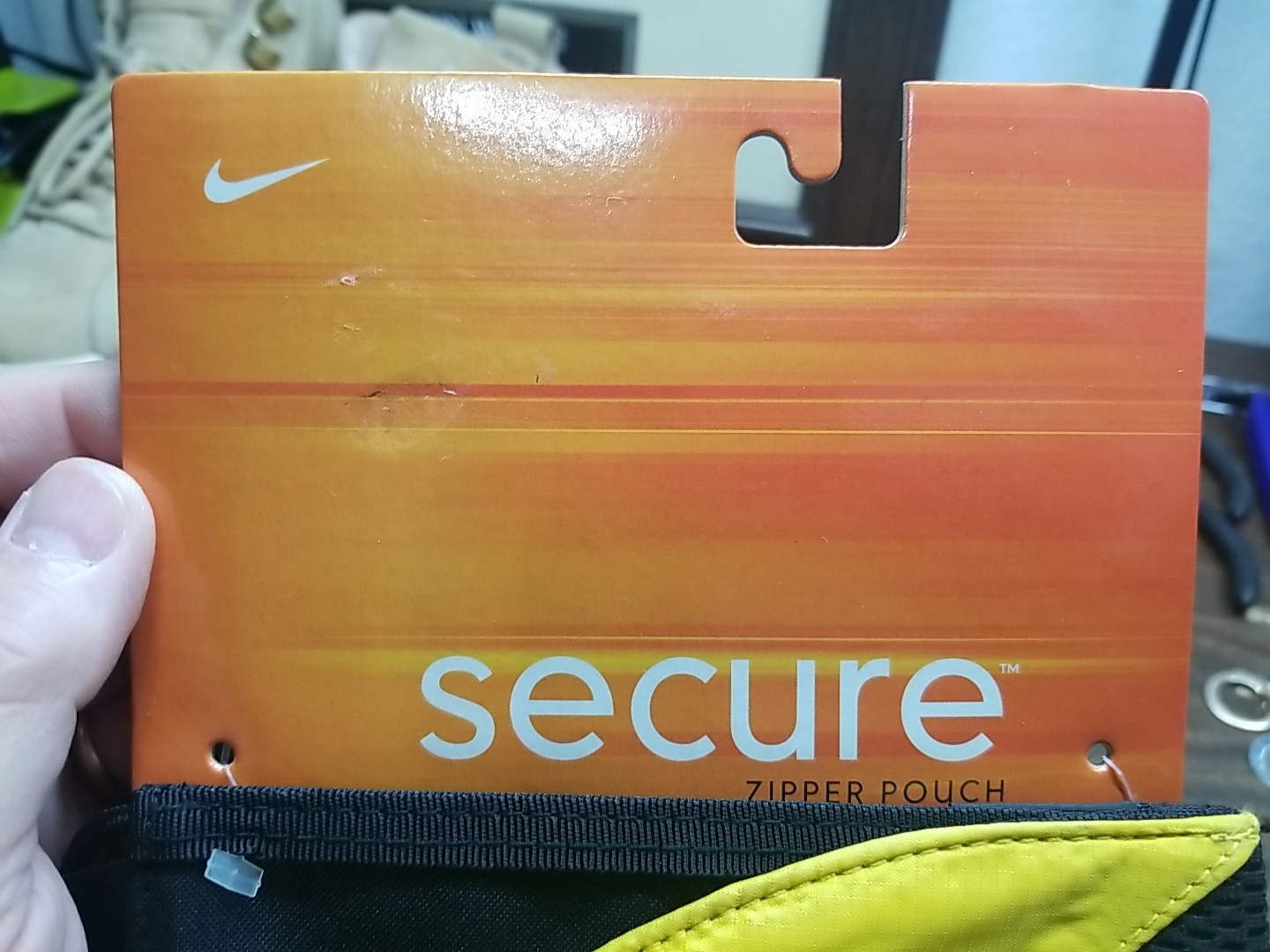 VTG 90s Nike x Mead Secure Zippered Pencil Pouch Case Black Yellow Y2K Deadstock