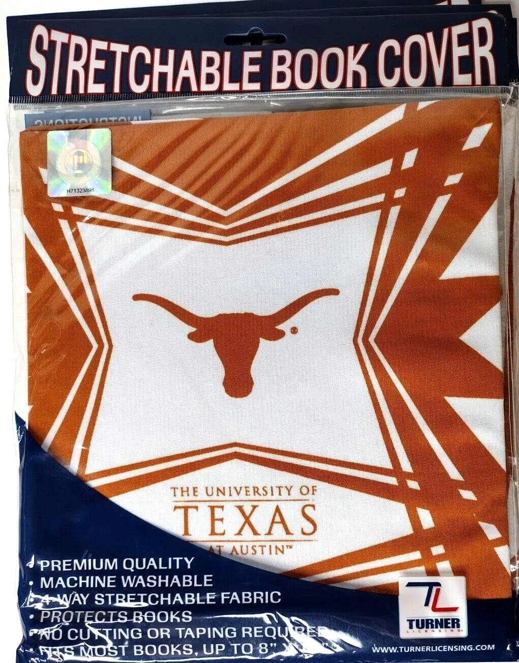 Set of 4 UT Texas Longhorns Stretchable Text Book Covers 8″ x 10″ Burnt Orange