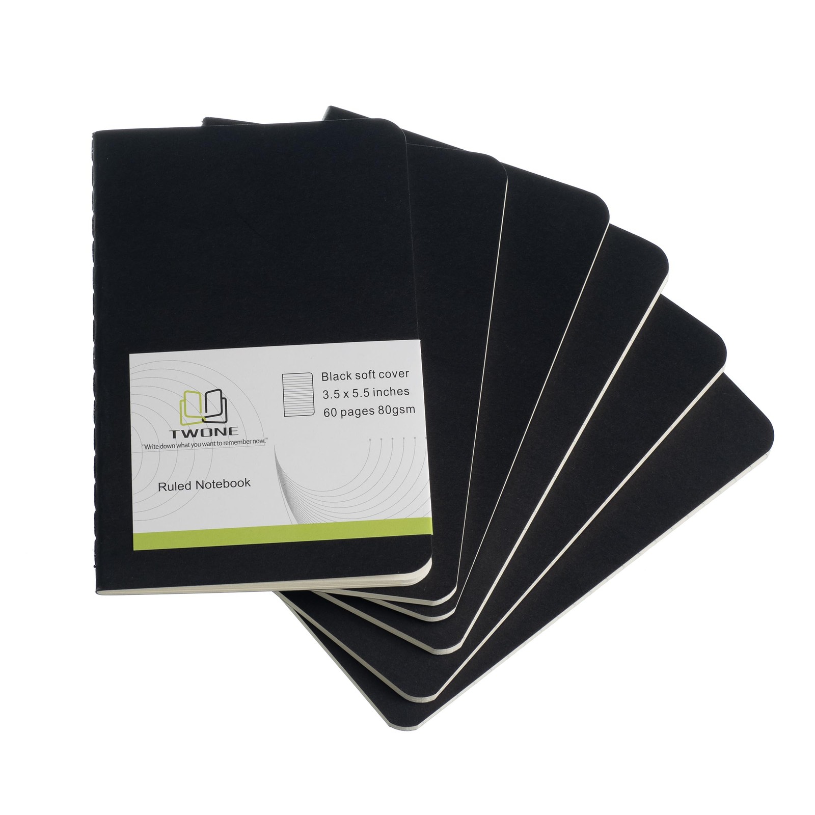 6 Pack Mini Pocket Notebooks, 3.5×5.5, Lined, Black Cardstock