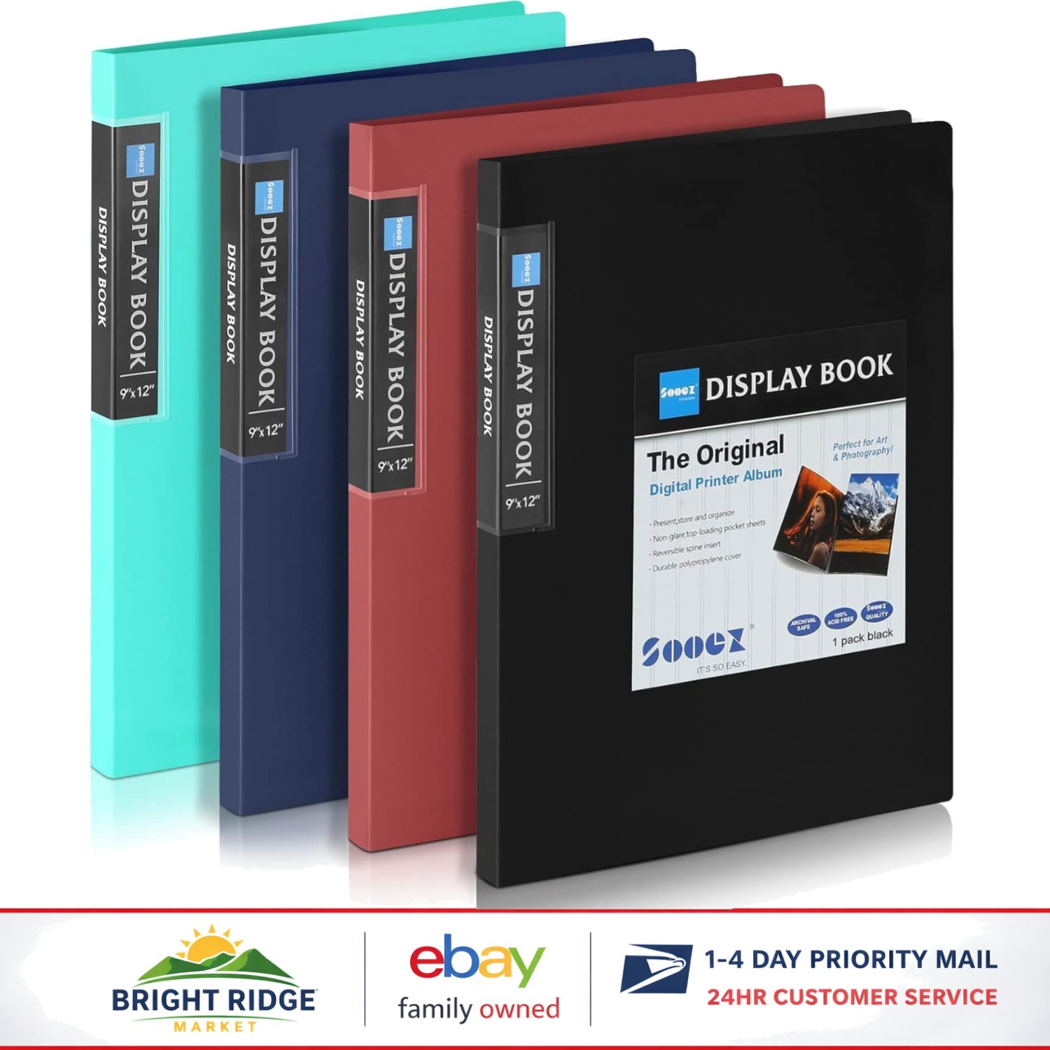 30-Pocket Art Portfolio Binder, 4 Pack with Clear Sheet Protectors for Display
