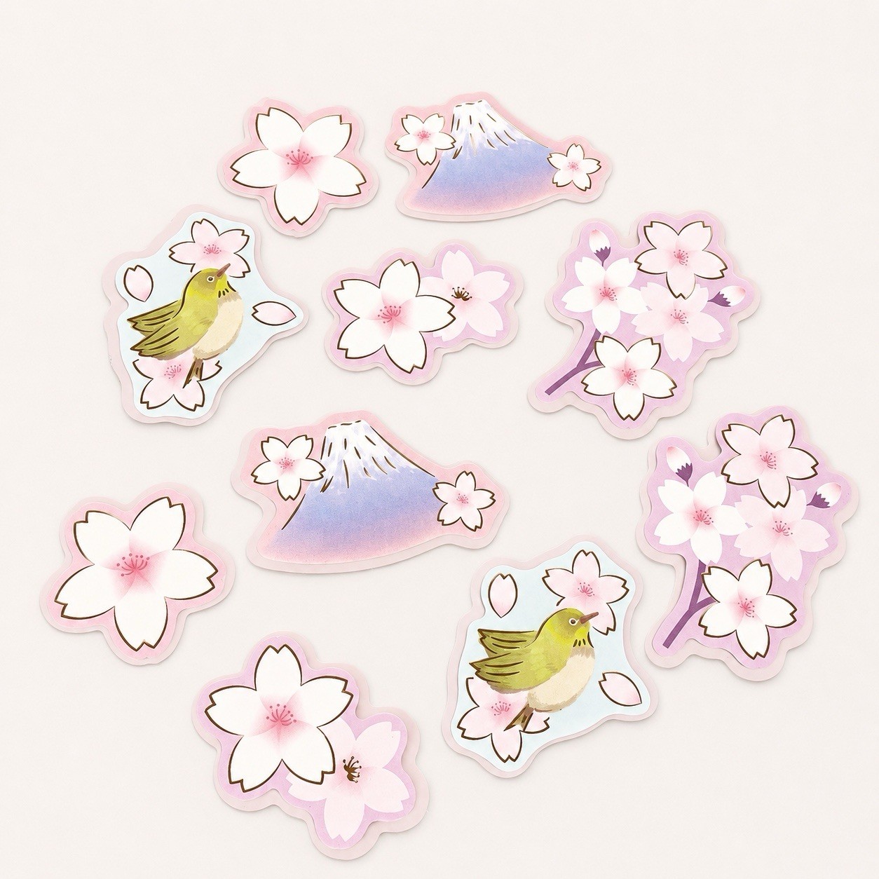 Sakura Stationery Gift Set 54pc Japanese Cherry Blossom Stamp-Style Stickers