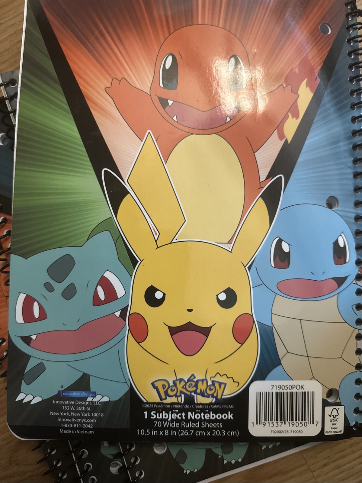 Lot 4 Pokémon Spiral Notebook with Pikachu & Characters Brand New