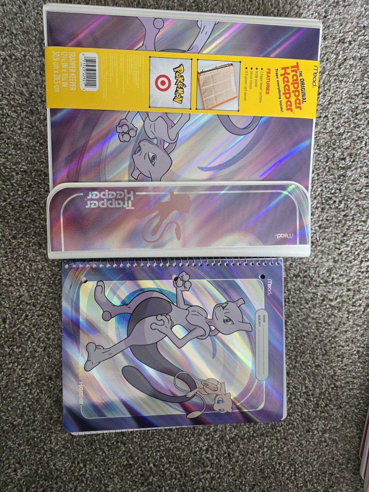 Trapper Keeper Pokémon Holographic Iridescent 3-Ring Binder 12×11 and Notebook