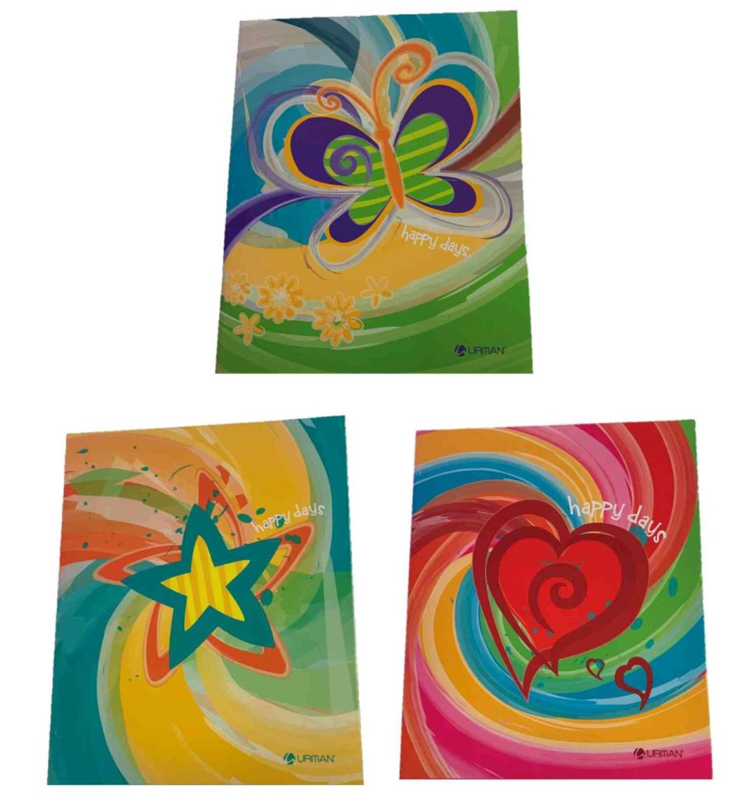 Happy Days Set of 3 Folders (Butterfly and Flowers, Layered Shooting Star, Red H