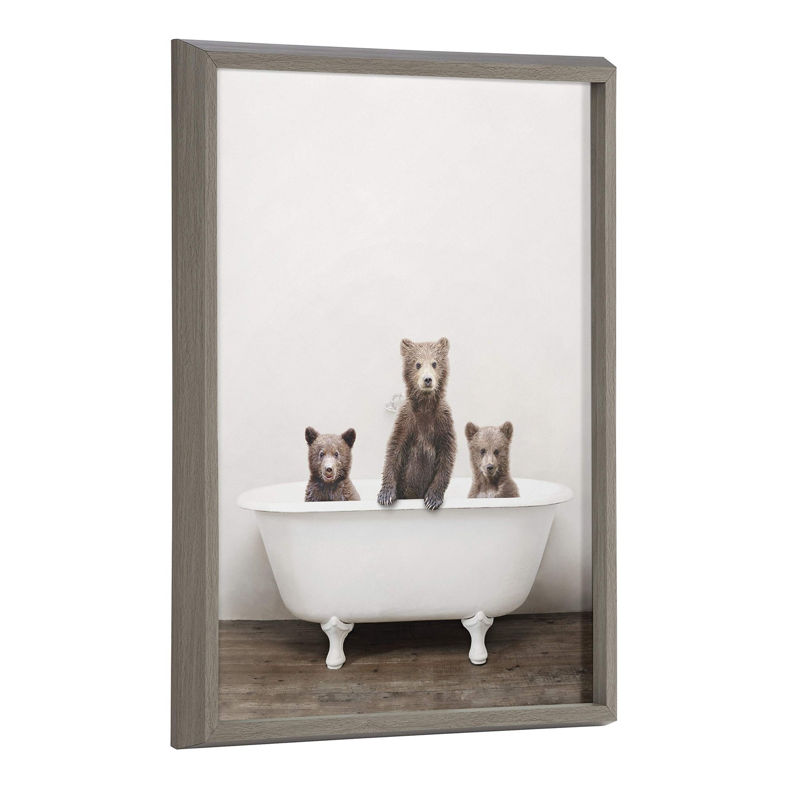 Kate and Laurel Blake Three Little Bears in Vintage Bathtub Framed Printed Gl…