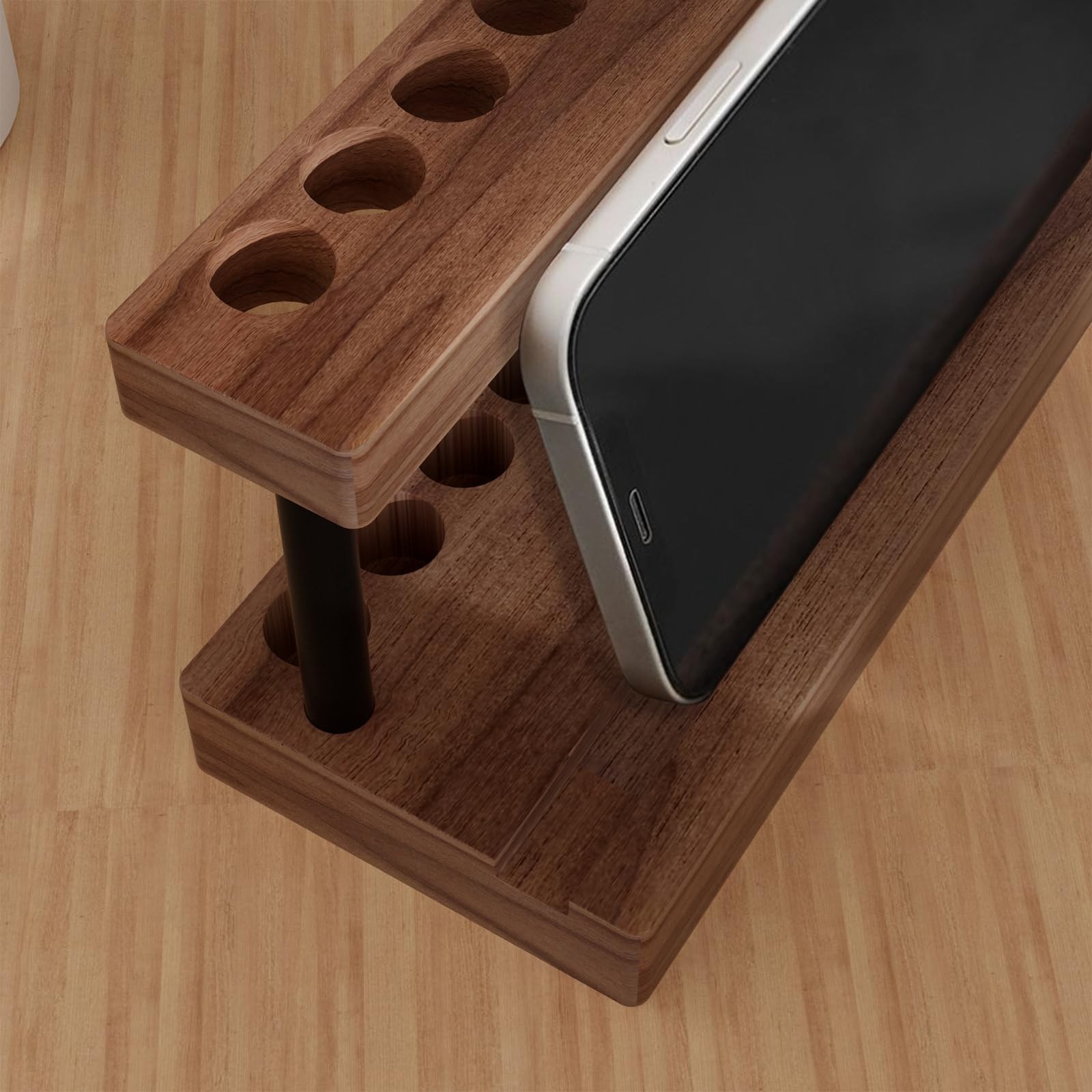 Pencil & Pen Holder for Desk, Solid Walnut Pen Display Stand with 9 Slots and…