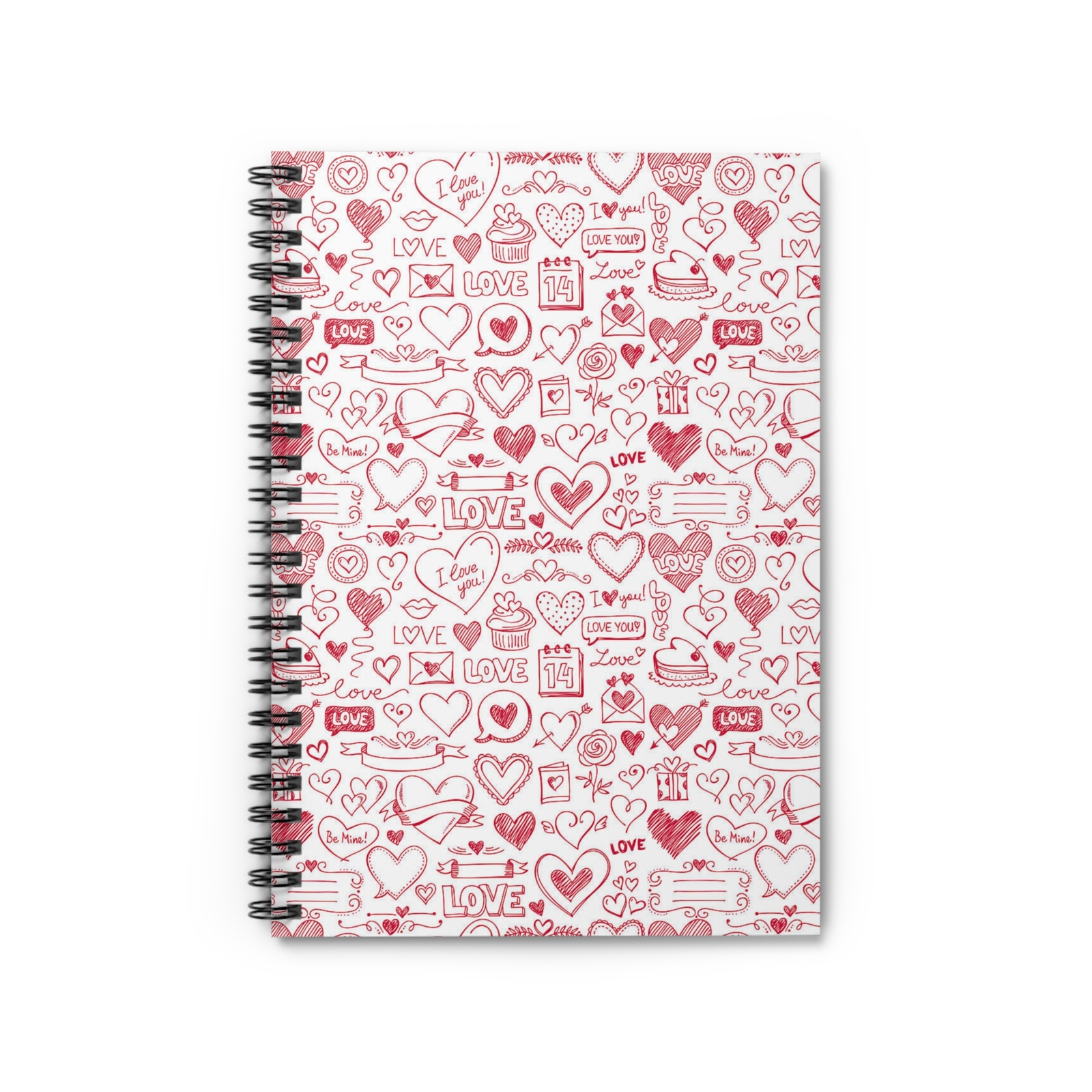 Love Themed Spiral Notebook, Cute Gift for Girlfriend, Valentine’s Day, Journal,