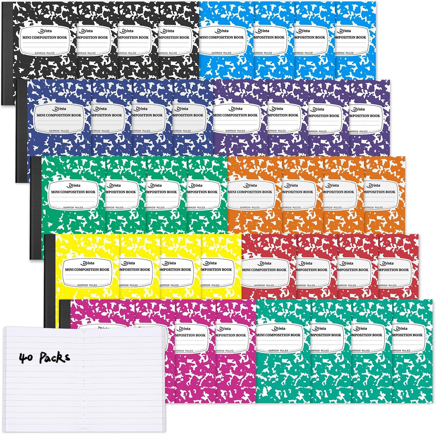 Composition Notebooks Bulk 40 Packs 3.25 X 4.5 Mini Pocket Notebooks Narrow