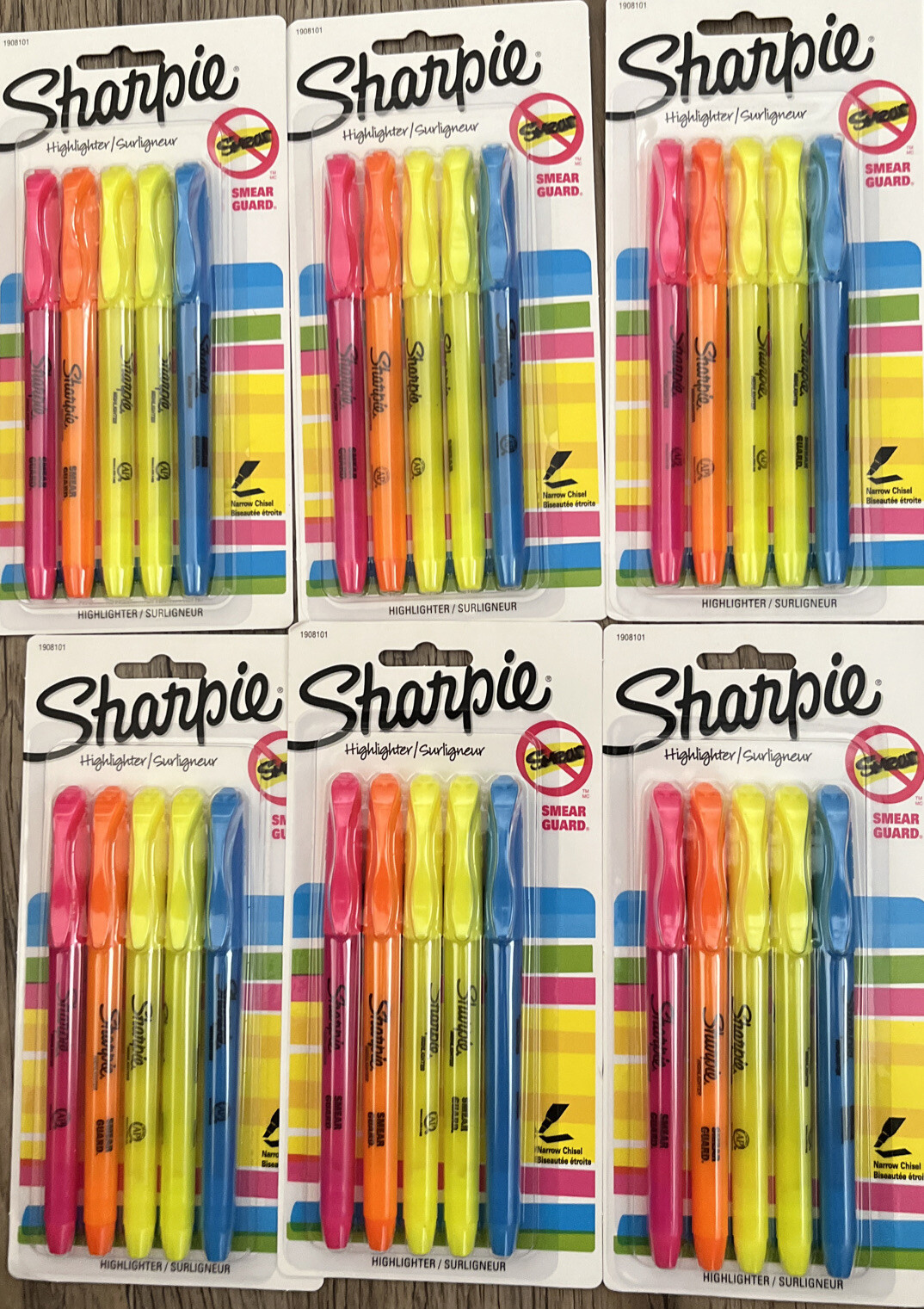 6 Pack Sharpie Accent Pocket-Style Highlighters, Assorted 5 each Total 30