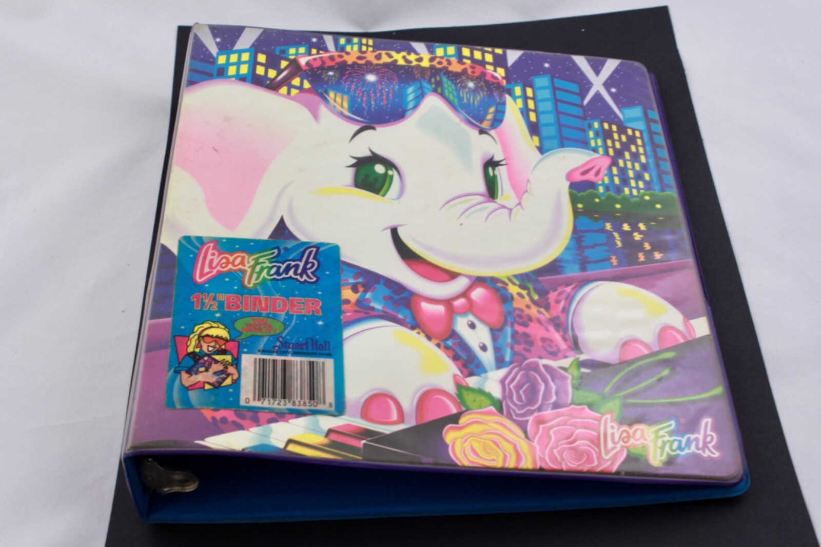 LISA FRANK 3 RING BINDER ELEPHANT MUSIC ROSES MULTICOLOR RAINBOW