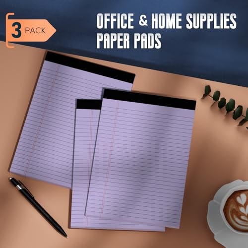 Legal Pad 8.5 x 11 Wide Ruled Note Pads, 3 Pack Notepads 8.5 x 11 Lined Purple