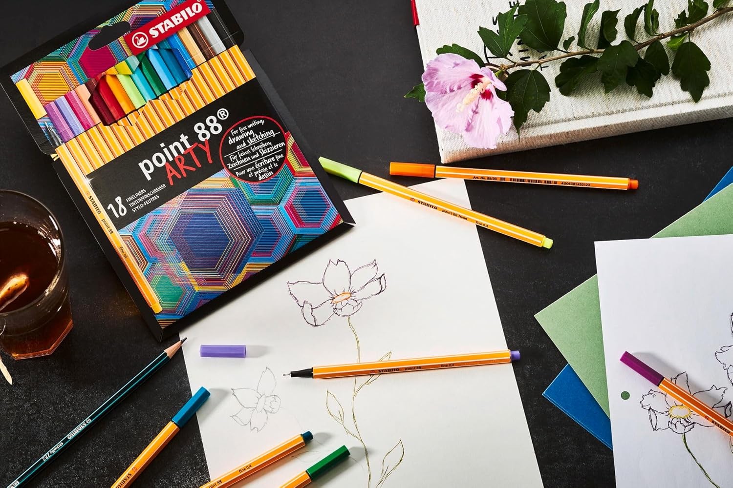 Fineliner – STABILO point 88 – ARTY – Pack of 24 – Assorted Colours
