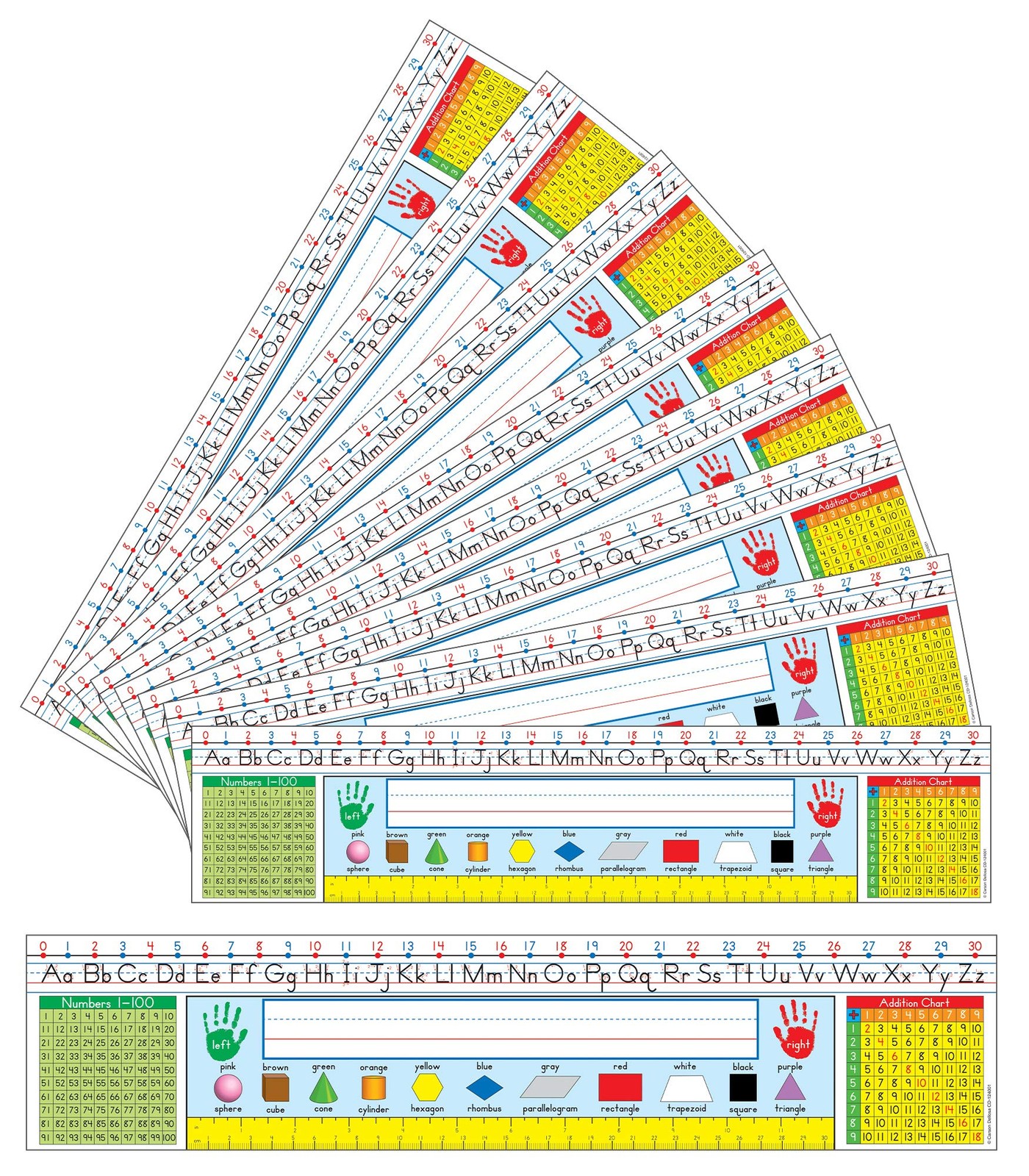 Student Desk Name Tags, 36Pc Alphabet Number Ruler Chart, Multicolor