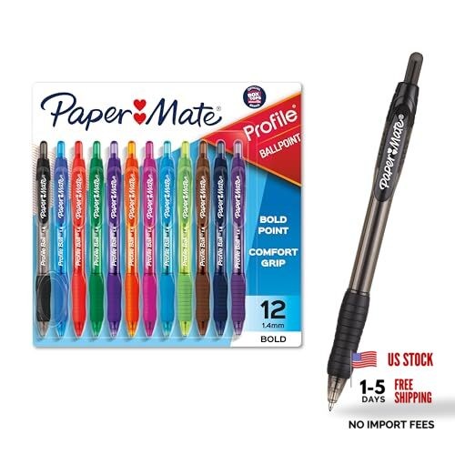 Paper Mate Profile Retractable Ballpoint Pens 12 Count (Pack of 1) Assorted
