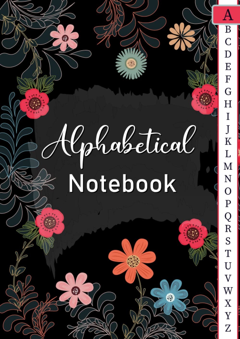 Alphabetical Notebook: 4 pages per letter / A4 Size /105 pages. A4, Black
