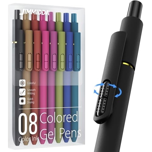 Colorful Gel Pens – 8 Pcs Colored Ink Pens Coloring | Vintage Color Ink-8Pcs