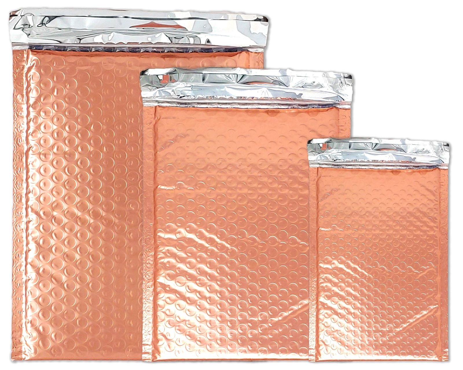 8×12, 6×10, 4×8″ Assorted Sunset Peach Metallic Bubble Mailers, Lightweight Sel