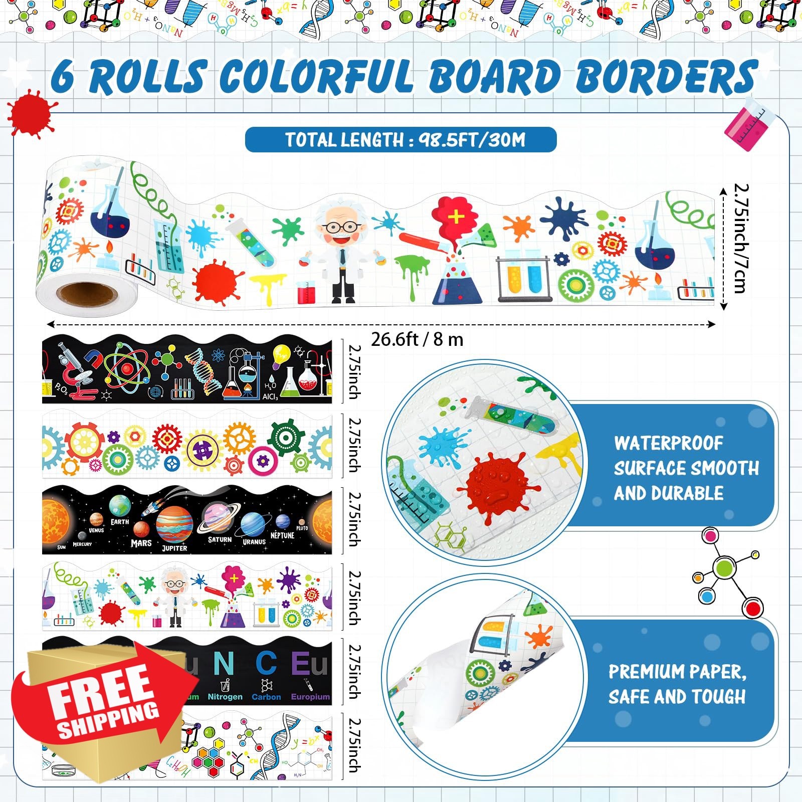 Tenceur Science Bulletin Board Borders 6 Rolls