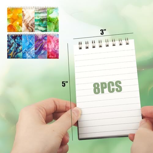 8PCS Mini Spiral Notepads, 3x5inch Marbleize Spiral Pocket Notebooks marble