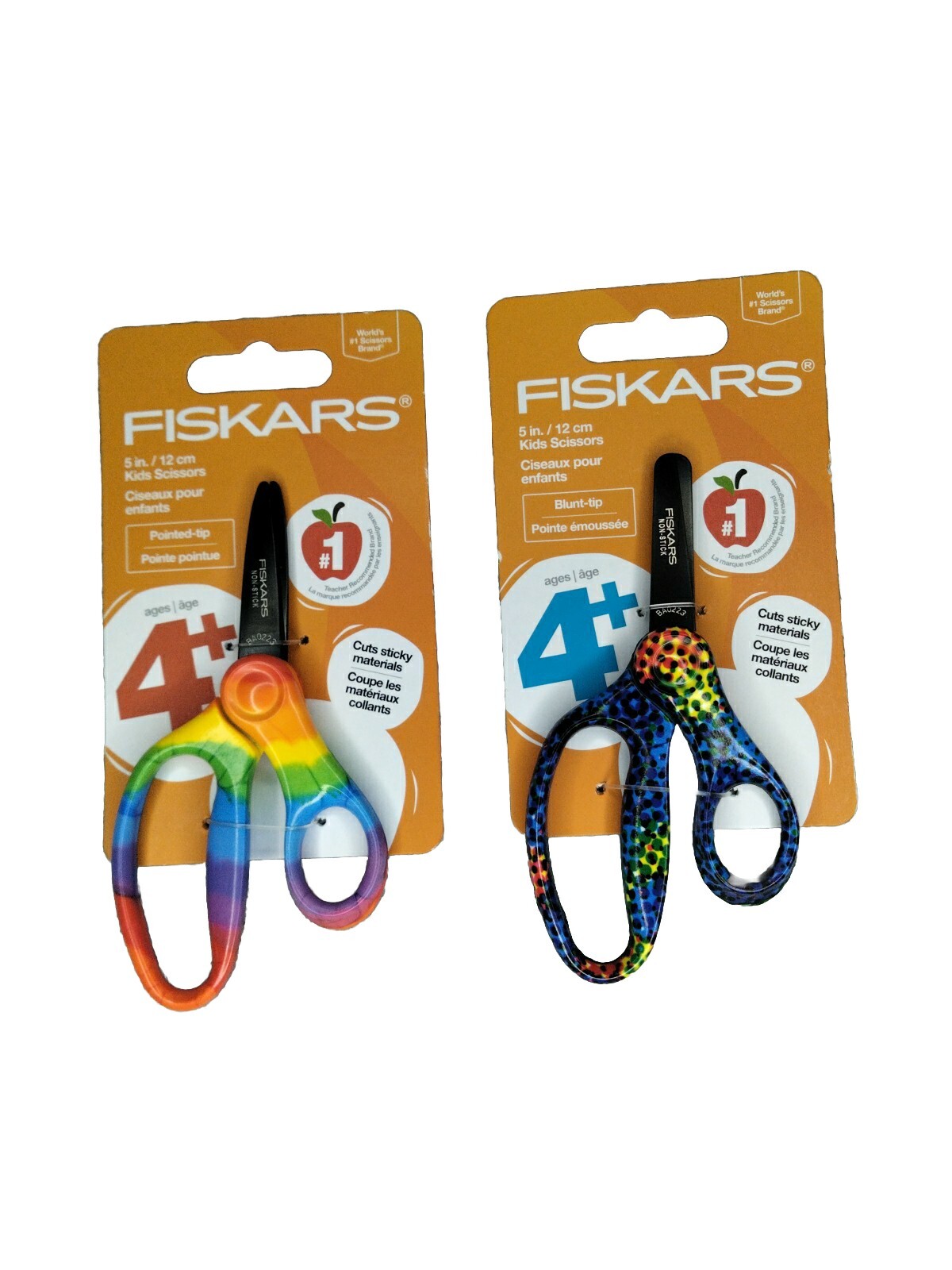 2 PACK Multi-Color Fiskars 5″ Non-Stick Deco Point Kids‘ Scissors