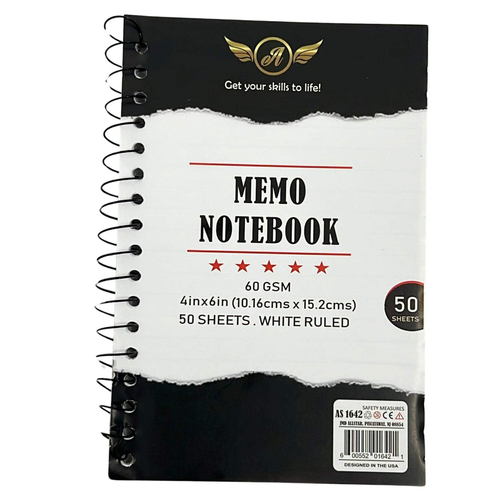 Memo Notebook 4 x 6 Inches White Ruled Sheets: 50 Pack