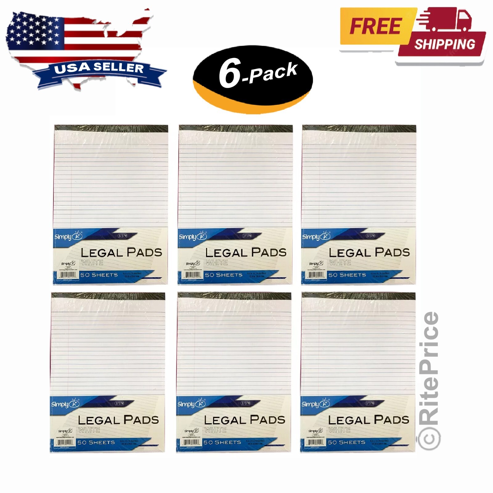 Legal Note Pads (6 Pack) Writing Pads 8-1/2″X11-3/4″Narrow Ruled White Paper-New