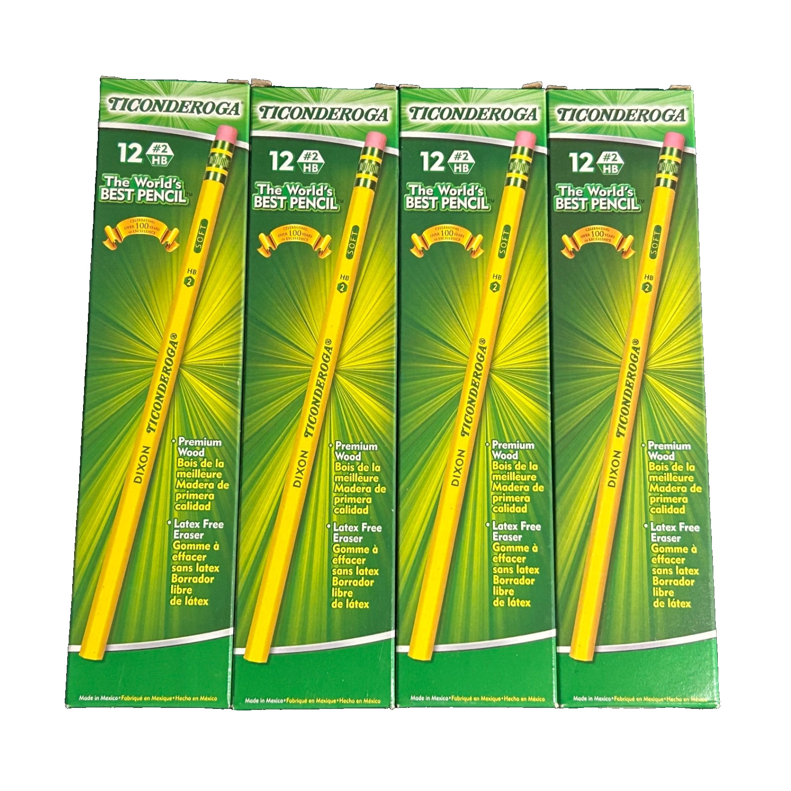 Ticonderoga Pencils Wood Cased Lot of 4 Boxes 12 Ct. Each 48 Total #2 Soft NEW