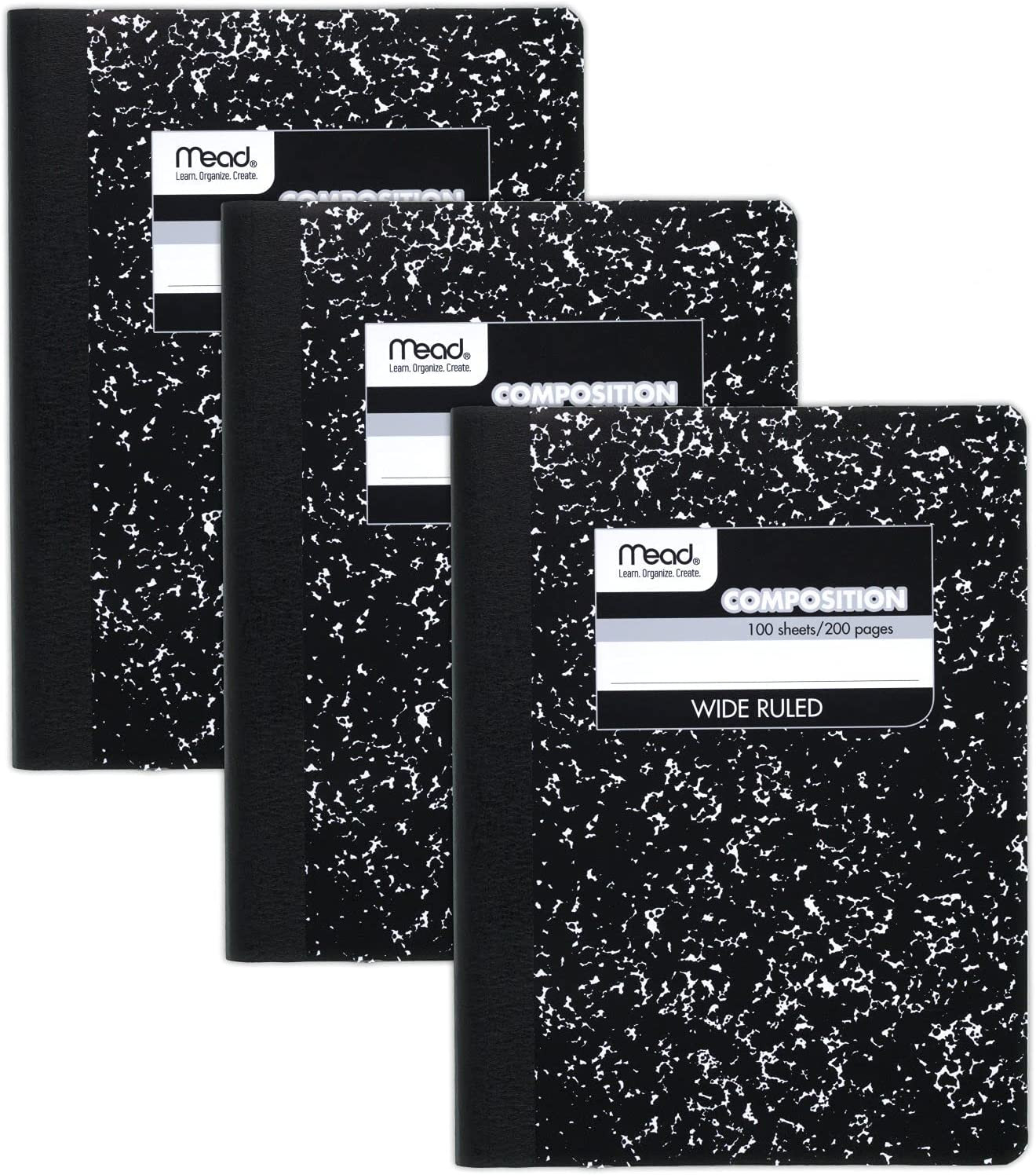 Composition Notebook 3 Pack Wide Ruled Paper 7-1/2″ X 9-3/4″ 100 Sheets per Book