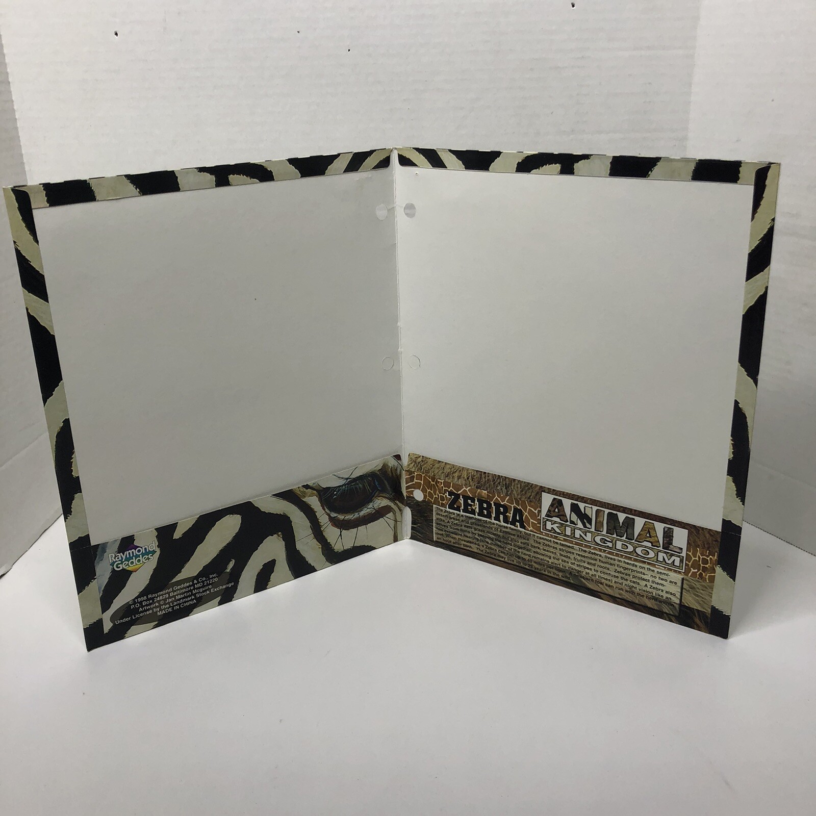 Vintage 1998 Raymond Geddes Animal Kingdom Lot of 3 Animal Print 3 Hole Folders