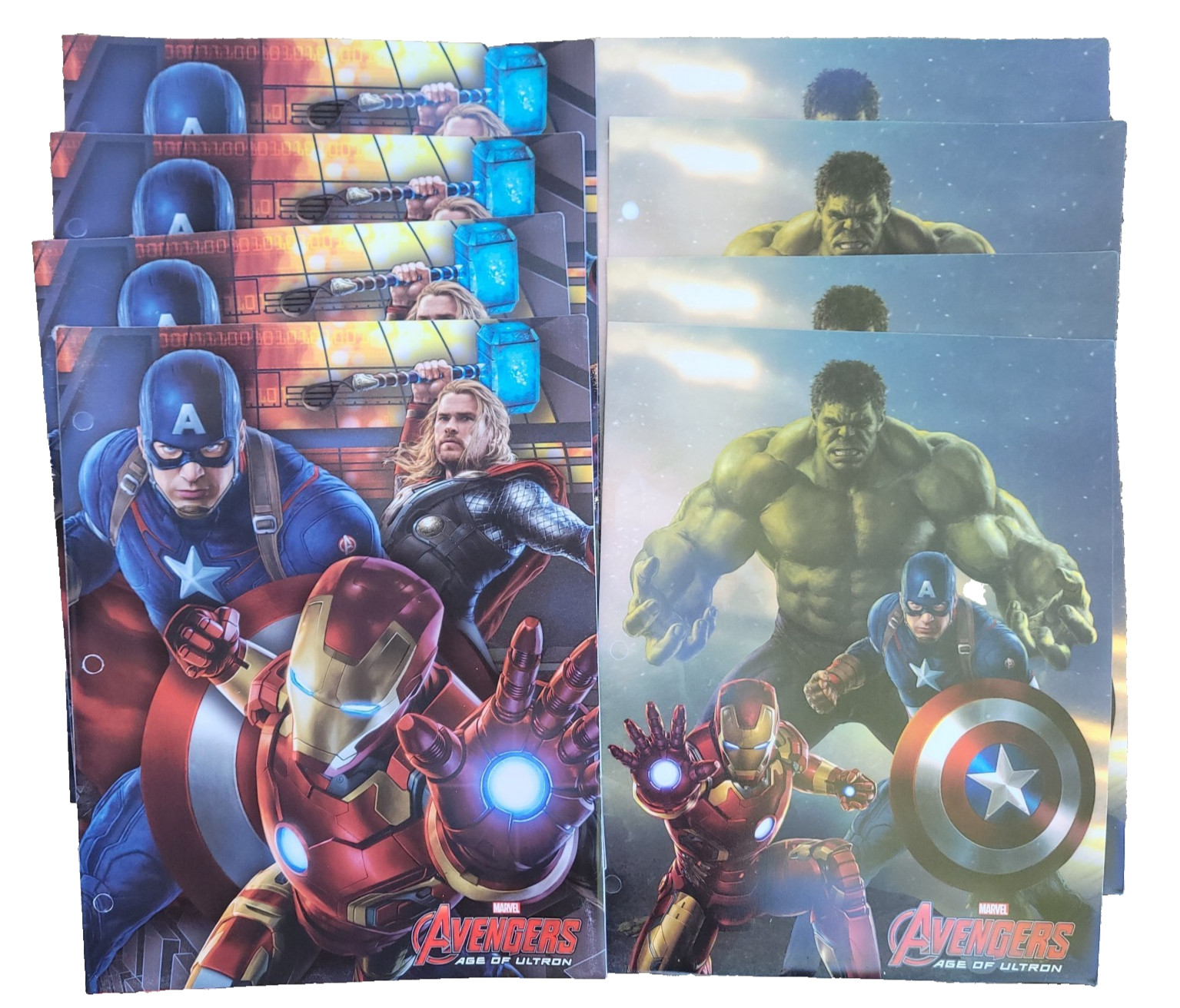 School Folders Marvel Superheroes Avengers Set Of 8 -2 Pocket POLY- 2 Designs
