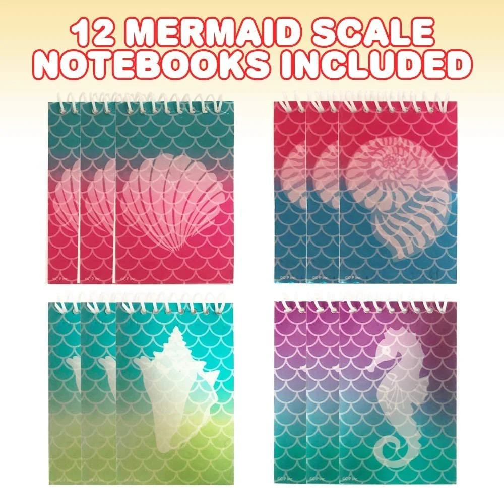 🔥Mini Mermaid Scale Notebooks Pack of 12 Small Spiral Notepads Back To School🔥