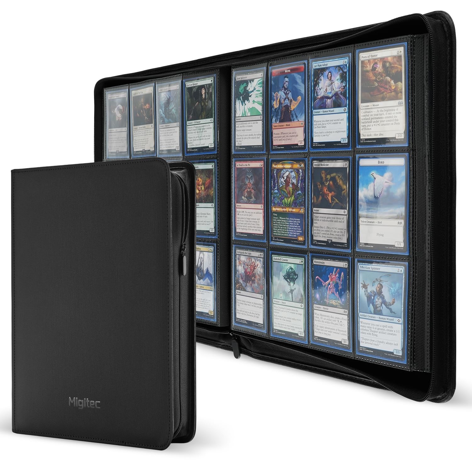 12-Pocket Zipper Binder for 960 Trading Cards, Ringless Album with 40 Side-Lo…