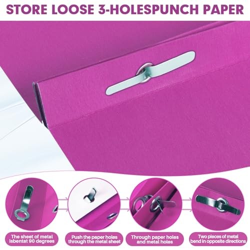 Two Pocket Folders, 75 Pack Two Pocket Folders with Prongs, 3 Rose Purple