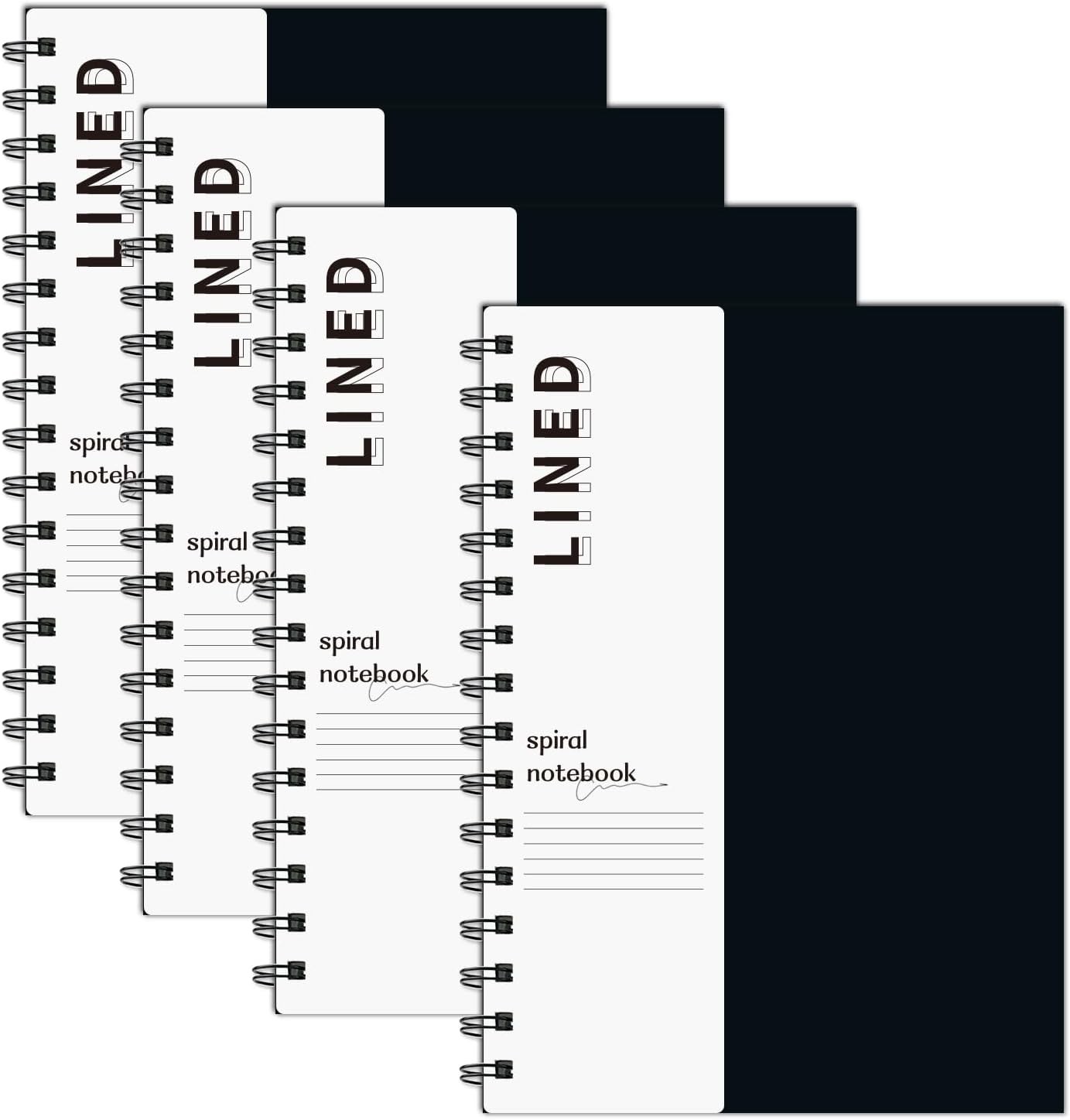 4 Pack Large Lined 7Mm Ruled Notebook Spiral 8.5X 11 Hardcover(120 pages total)