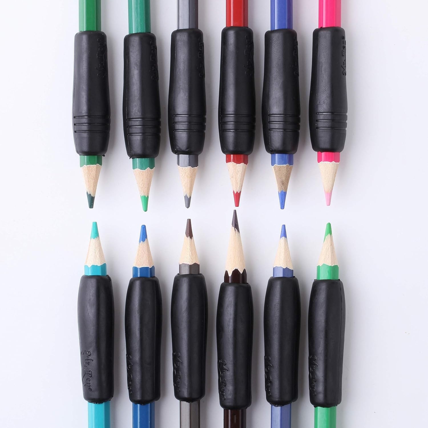 Mr. Pen Black Silicone Pencil and Grip, 12 12 Count (Pack of 1),