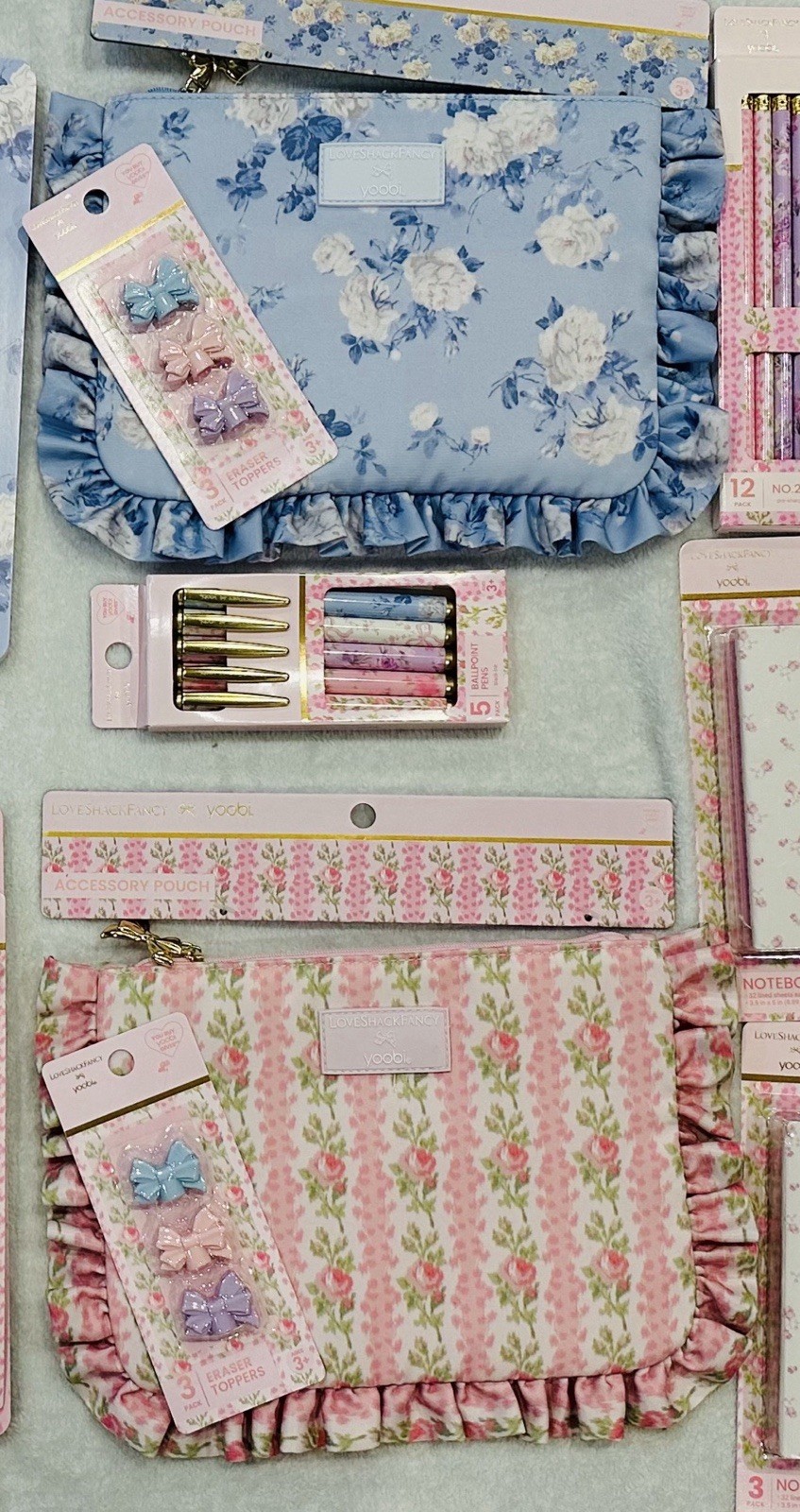LoveShackFancy x Yoobi Mega School Supply Lot Pink Blue Floral 64 Pc HTF