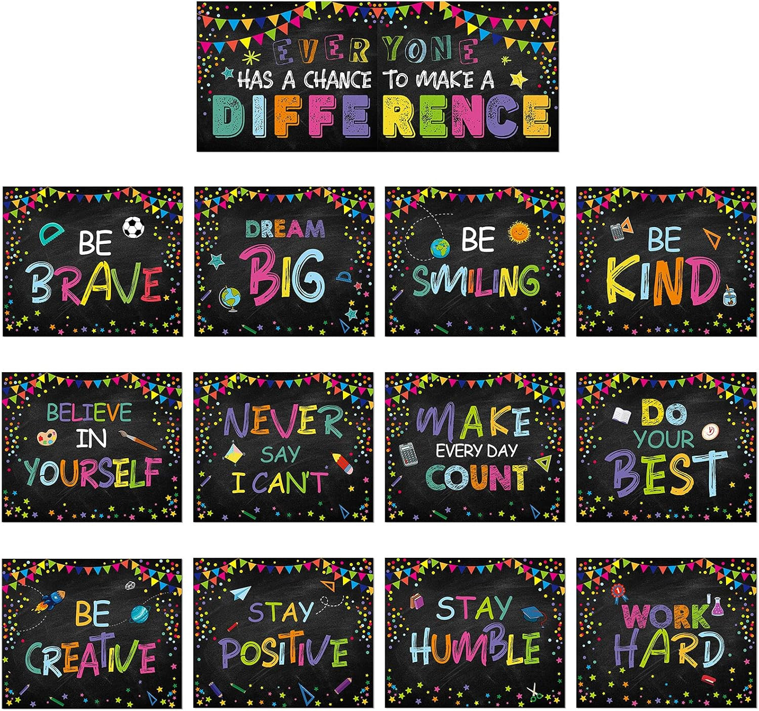14 Pieces Classroom Decoration Inspirational Classroom Growth Mindset Posters Mo