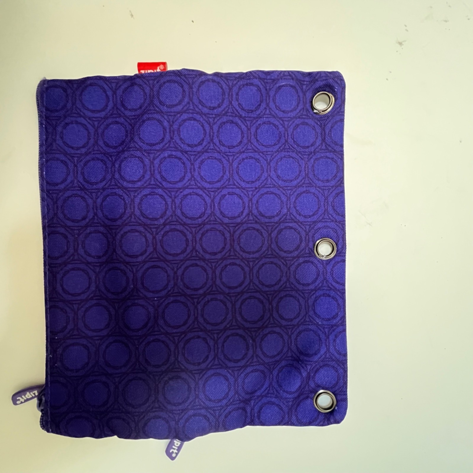 Zipit Googly Smile Graphic Art Pencil Pouch 3 Rings Binder Purple Monster 2 Poc