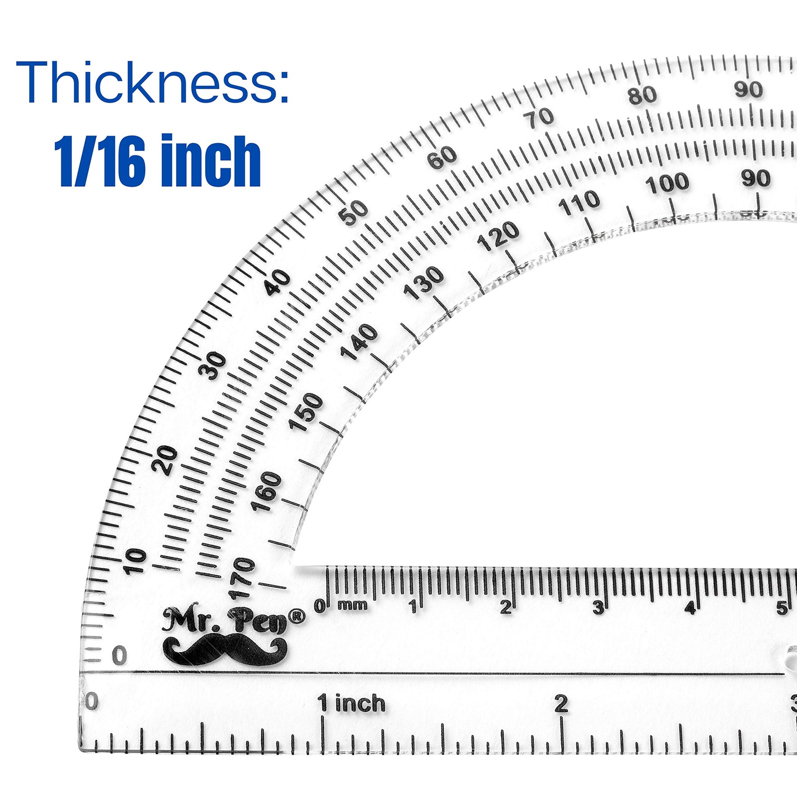 3 Pack 6 Inch Clear Plastic Protractor Set Math Geometry School Supplies Planner
